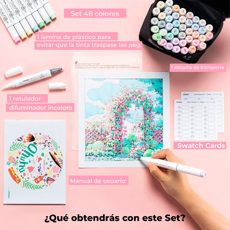 OHUHU 48 MARCADORES DE ALCOHOL PASTEL SWEETNESS PINCEL&FINA - 7