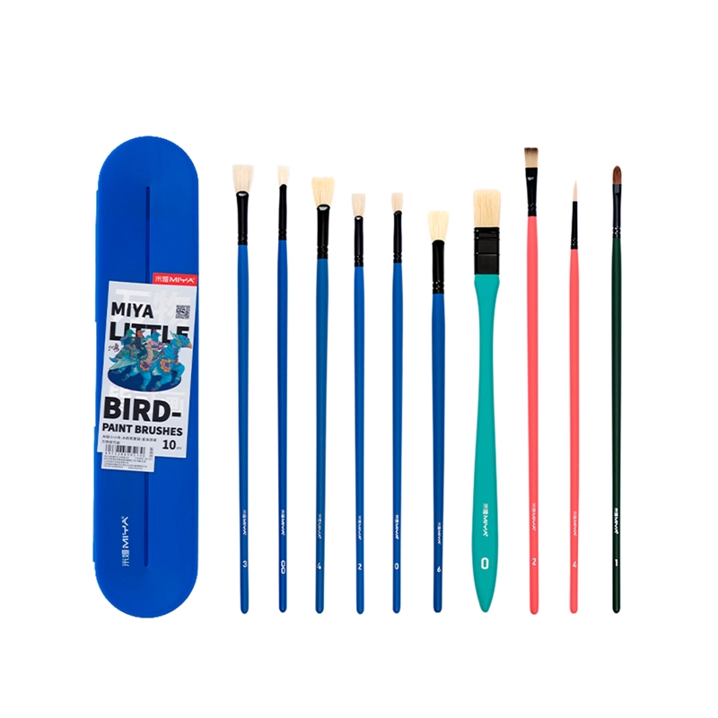 MIYA SET DE 10 PINCELES LITTLE BIRD MULTIFORMA ESTUCHE AZUL - 1