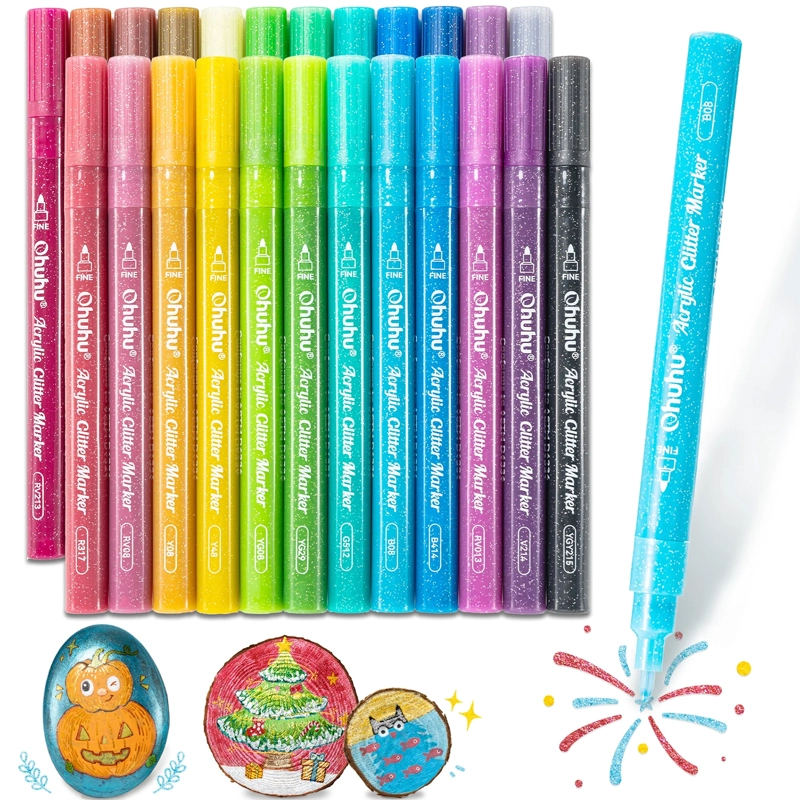 OHUHU 24 MARCADORES ACRILICOS METALIZADOS PUNTA 0,7MM - 1
