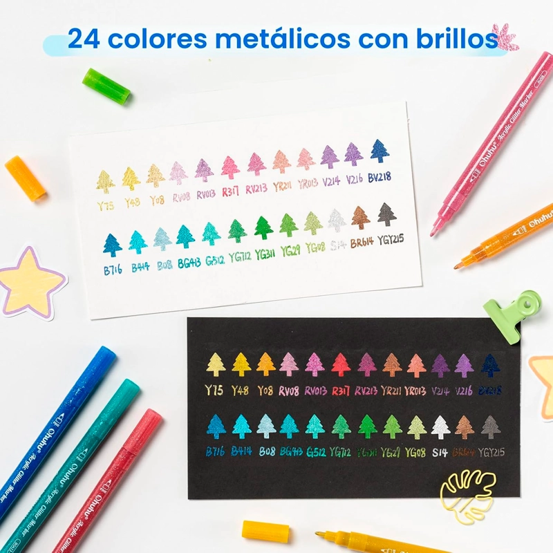 OHUHU 24 MARCADORES ACRILICOS METALIZADOS PUNTA 0,7MM - 2