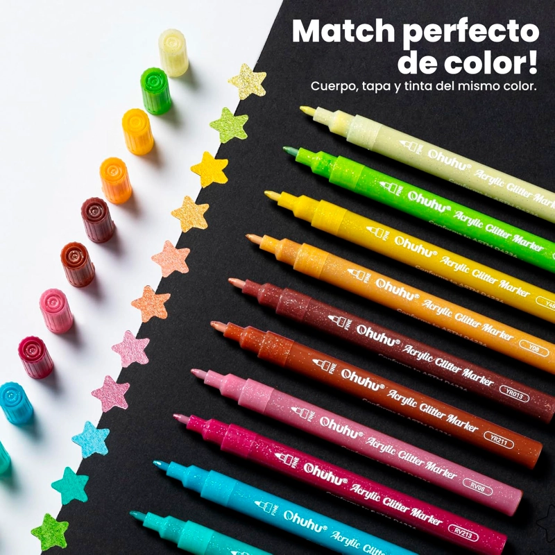 OHUHU 24 MARCADORES ACRILICOS METALIZADOS PUNTA 0,7MM - 5
