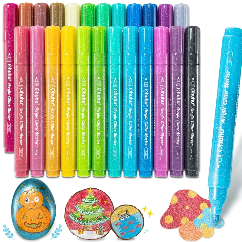 OHUHU 24 MARCADORES ACRILICOS METALIZADOS PUNTA 3,0MM - 1
