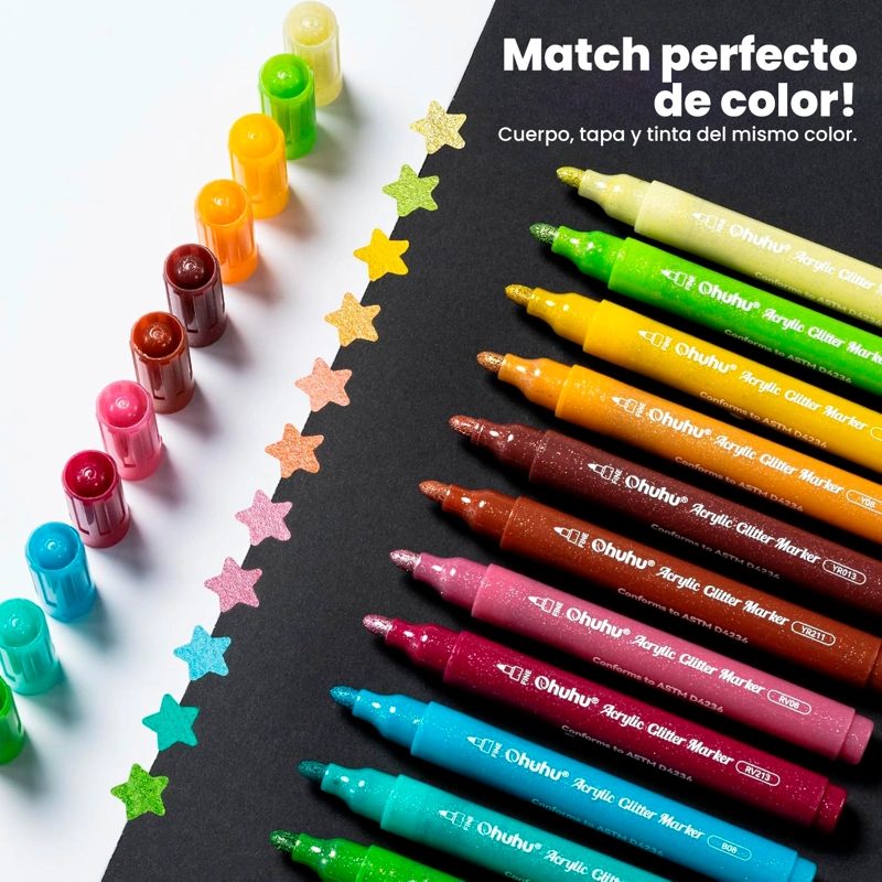 OHUHU 24 MARCADORES ACRILICOS METALIZADOS PUNTA 3,0MM - 5