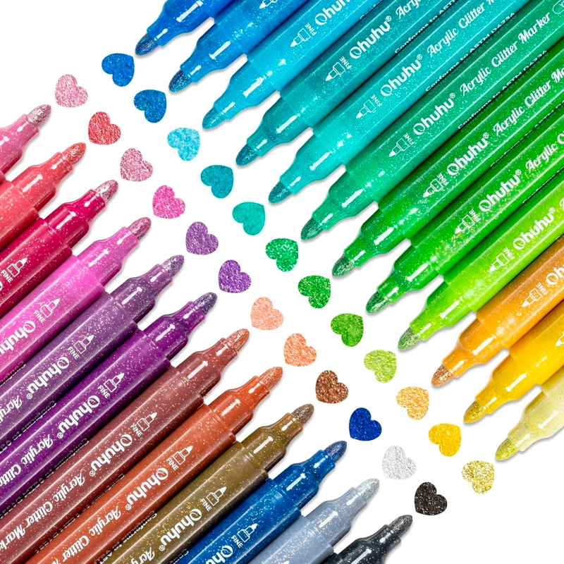OHUHU 24 MARCADORES ACRILICOS METALIZADOS PUNTA 3,0MM - 8