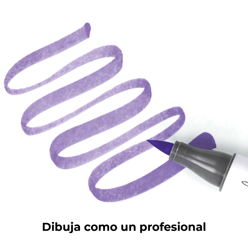 OHUHU 6 MARCADORES ALCOHOL TONOS PURPURA PINCEL & BISELADA - 5