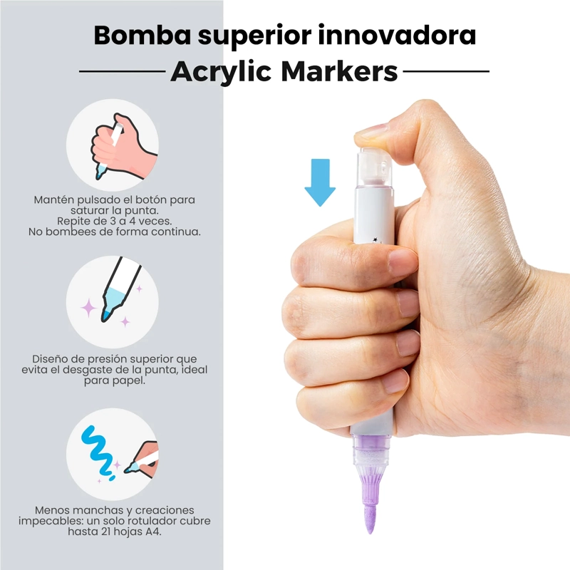 OHUHU 36 MARCADORES ACRILICOS TOP PUMP WAIKIKI PUNTA PINCEL - 3