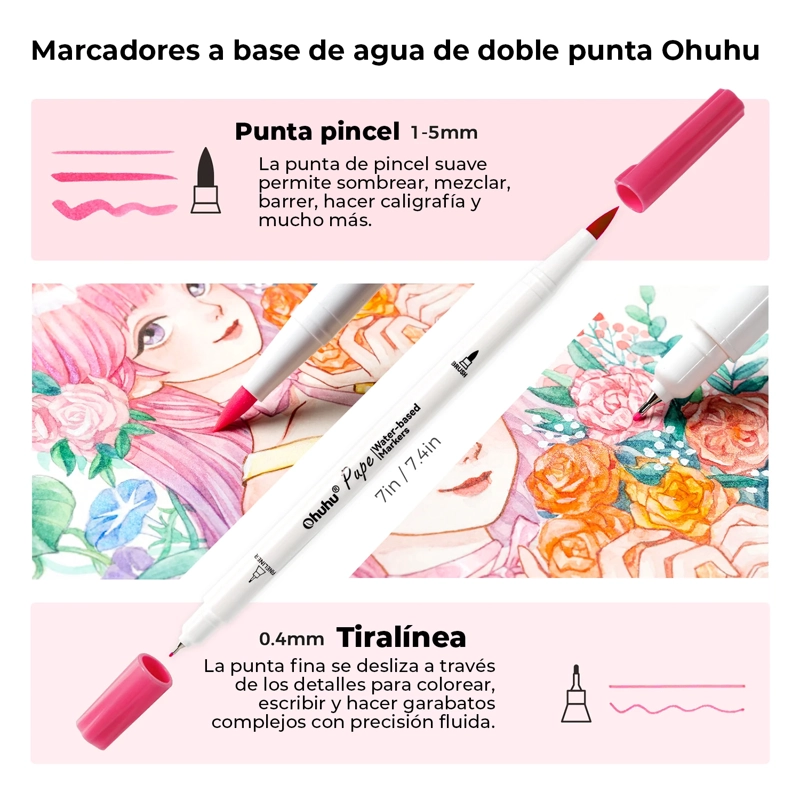OHUHU 120 MARCADOR AGUA PUPE PAPERFRIENDLY PINCEL TIRALINEAS - 2
