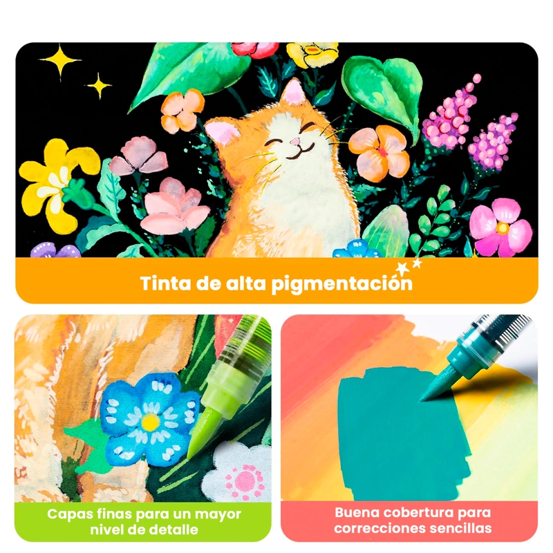 OHUHU 48 MARCADORES ACRILICOS KAHUKU DIRECT INK PUNTA BALA - 7