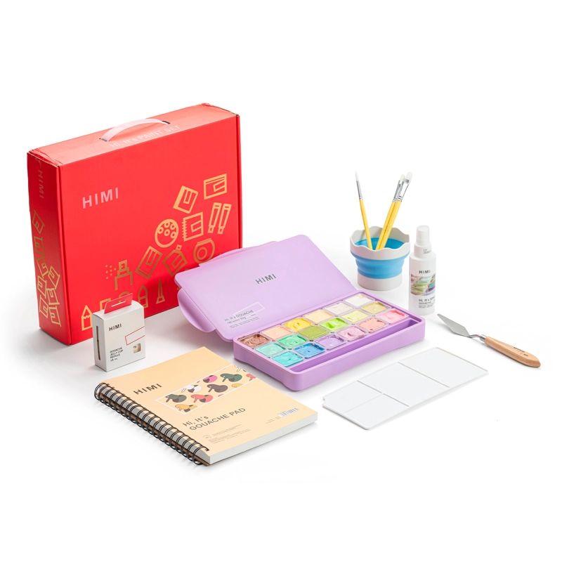 HIMI KIT PORTATIL GOUACHE 18*30G TONOS PASTEL +13 ACCESORIOS - 1