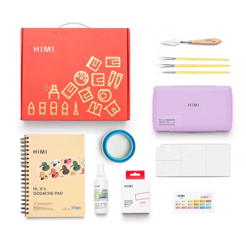HIMI KIT PORTATIL GOUACHE 18*30G TONOS PASTEL +13 ACCESORIOS - 2