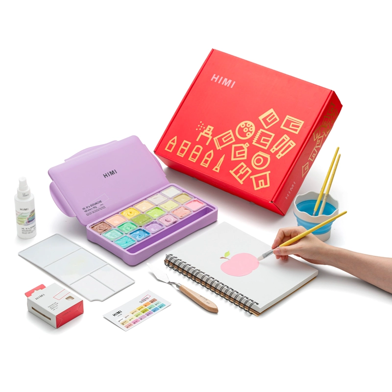 HIMI KIT PORTATIL GOUACHE 18*30G TONOS PASTEL +13 ACCESORIOS - 3