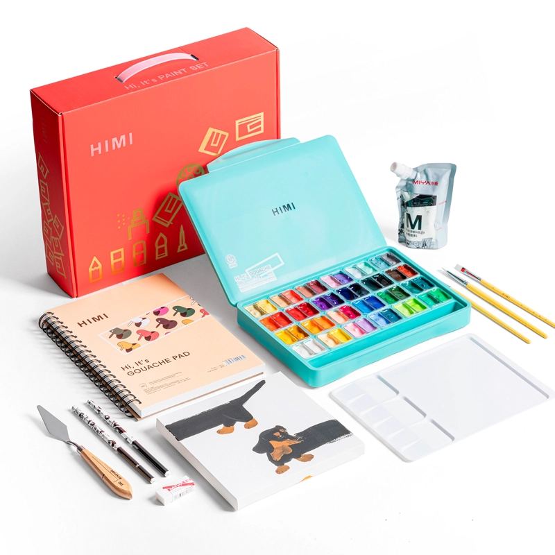 HIMI KIT PORTATIL GOUACHE 48 COLORES 12G + 12 ACCESORIOS - 1