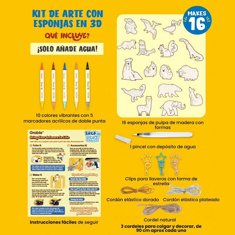 GRABIE DROP TO PUFF: KIT CREATIVO ESPONJAS 3D 'EN EL PUERTO' - 3