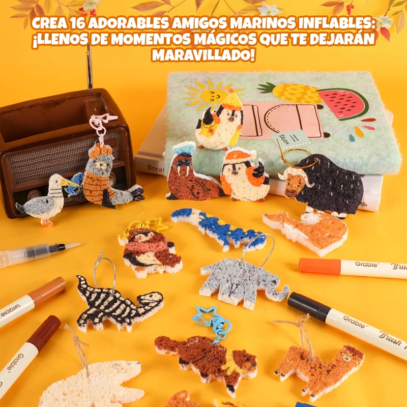GRABIE DROP TO PUFF: KIT CREATIVO ESPONJAS 3D 'EN EL PUERTO' - 4