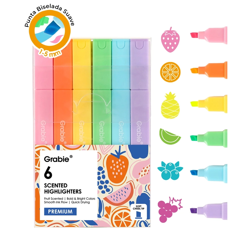 GRABIE 6 DESTACADORES PREMIUM CON AROMAS FRUTALES - 1