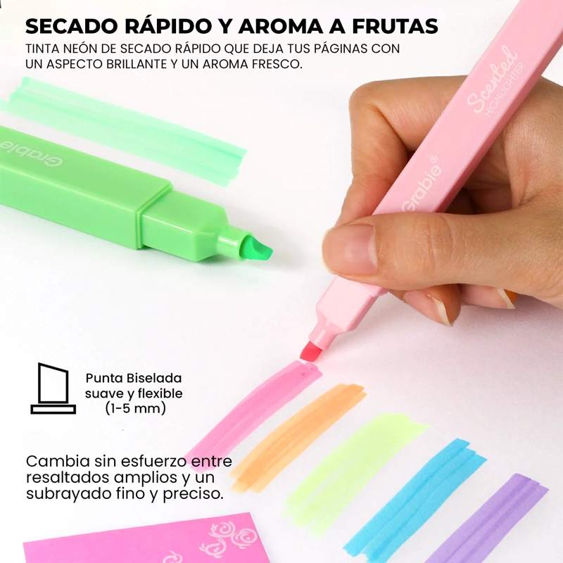 GRABIE 6 DESTACADORES PREMIUM CON AROMAS FRUTALES - 3