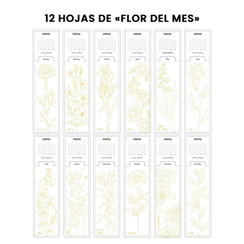 GRABIE 12 MARCAPAGINAS PARA COLOREAR CON ACUARELA FLORAL - 2