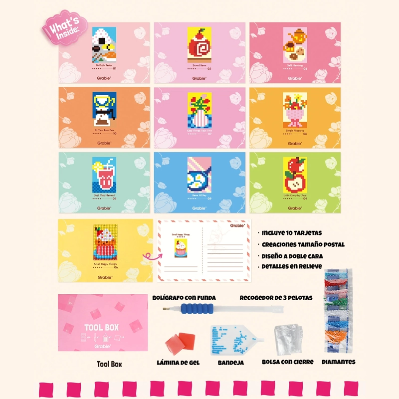 GRABIE KIT DE PINTURA CON DIAMANTES 10 DISEÑOS COZY MOMENTS - 3