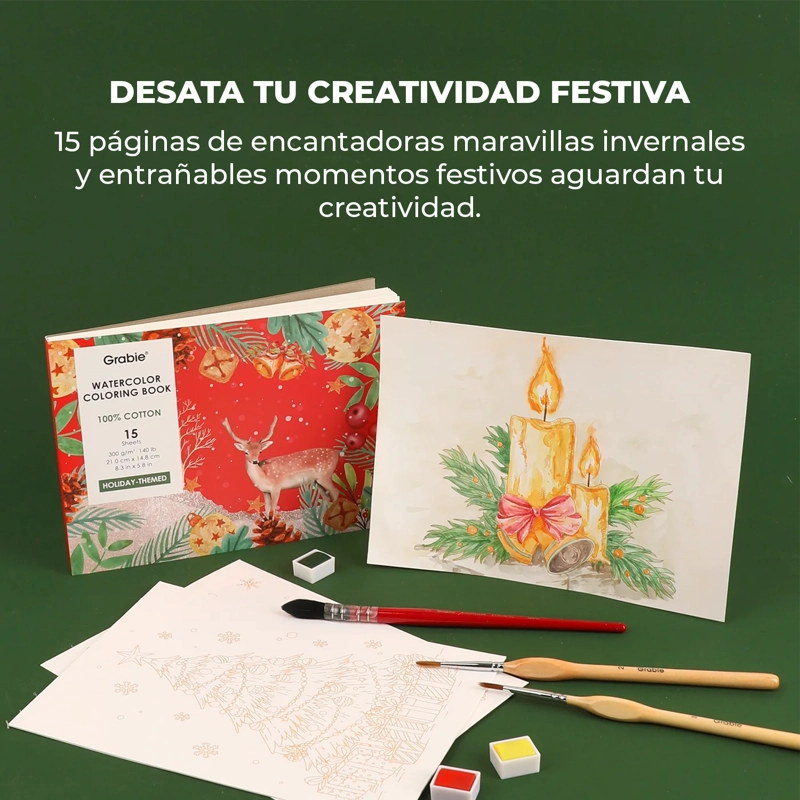 GRABIE CLUB BOX: KIT DE ACUARELA + LIBRO TEMATICA NAVIDEÑA - 7