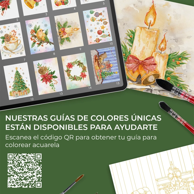 GRABIE CLUB BOX: KIT DE ACUARELA + LIBRO TEMATICA NAVIDEÑA - 8