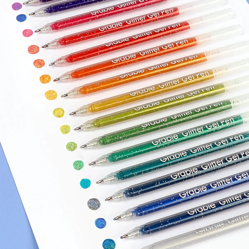 GRABIE BOLIGRAFOS DE GEL CON GLITTER IRIDISCENTE 18 COLORES - 7