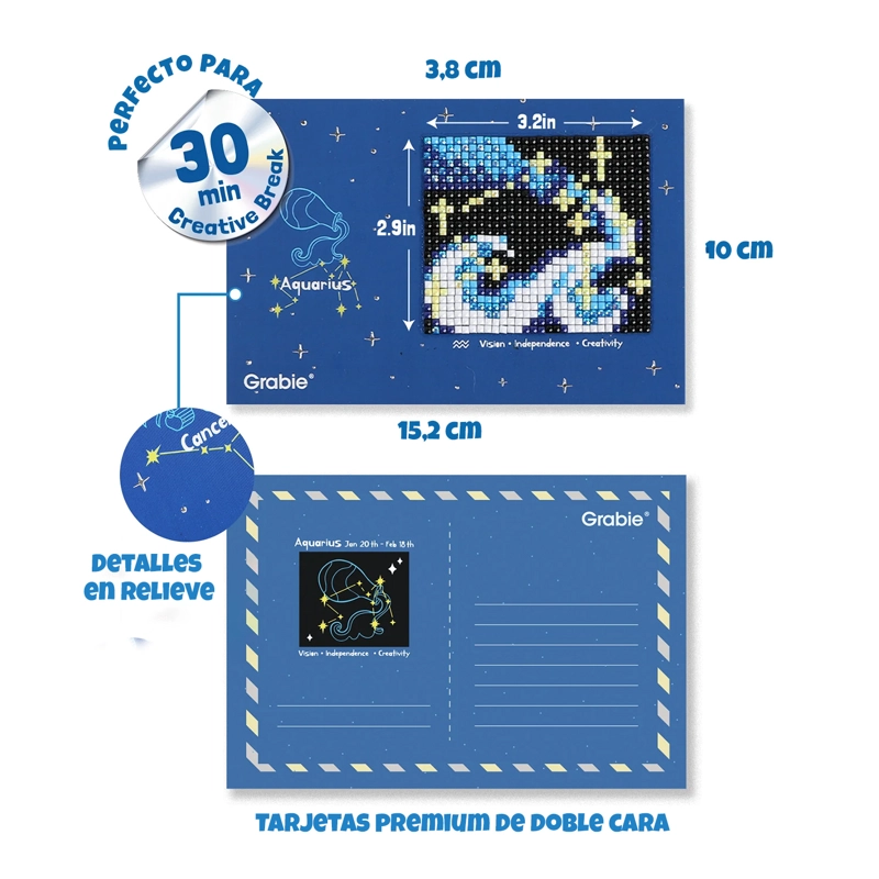GRABIE KIT DE PINTURA CON DIAMANTES 12 DISEÑOS ZODIAC GLOW - 2