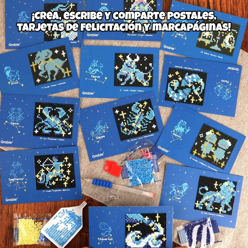 GRABIE KIT DE PINTURA CON DIAMANTES 12 DISEÑOS ZODIAC GLOW - 4