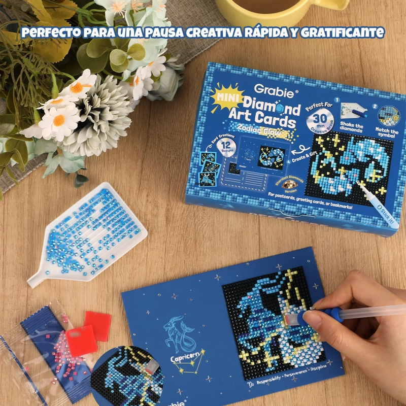 GRABIE KIT DE PINTURA CON DIAMANTES 12 DISEÑOS ZODIAC GLOW - 5