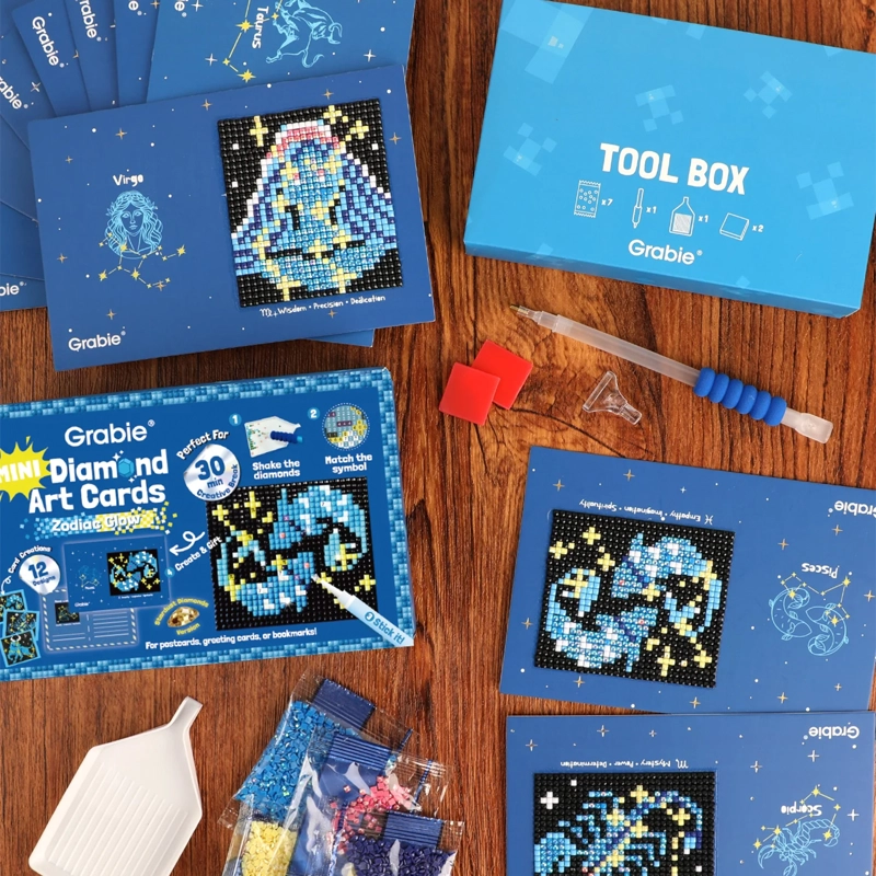 GRABIE KIT DE PINTURA CON DIAMANTES 12 DISEÑOS ZODIAC GLOW - 6