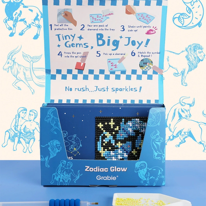 GRABIE KIT DE PINTURA CON DIAMANTES 12 DISEÑOS ZODIAC GLOW - 7