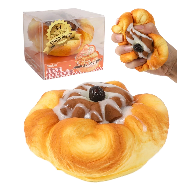 GRABIE SQUISHY ANTIESTRE S DE ESPUMA PU BLOOM BUN SUNDAE - 1