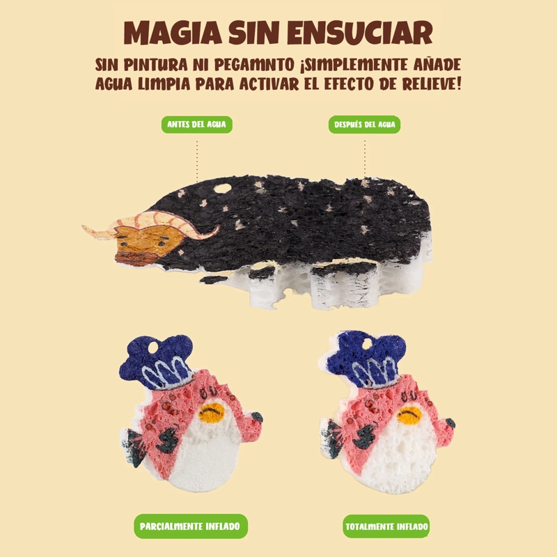 GRABIE DROP TO PUFF: KIT CREATIVO ESPONJAS 3D 'EN LA GRANJA' - 5