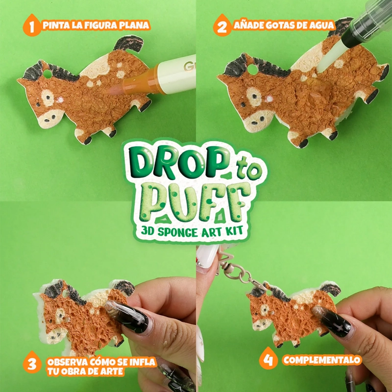 GRABIE DROP TO PUFF: KIT CREATIVO ESPONJAS 3D 'EN LA GRANJA' - 9