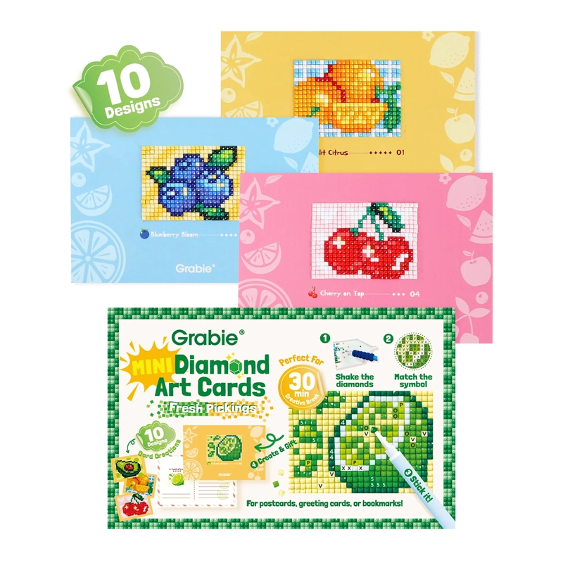 GRABIE KIT DE PINTURA CON DIAMANTES 10 DISEÑOS FRESH PICKING - 1