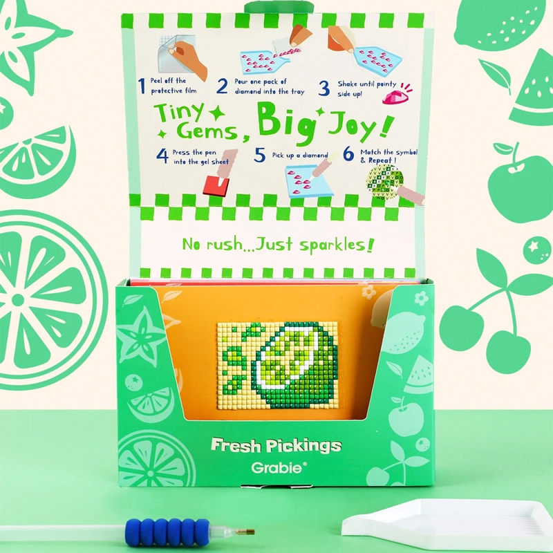 GRABIE KIT DE PINTURA CON DIAMANTES 10 DISEÑOS FRESH PICKING - 4