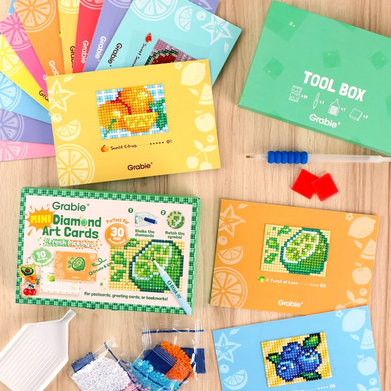 GRABIE KIT DE PINTURA CON DIAMANTES 10 DISEÑOS FRESH PICKING - 7