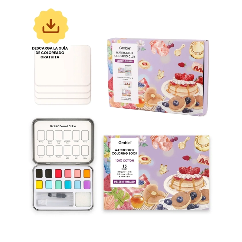 GRABIE CLUB BOX: KIT DE ACUARELA + LIBRO TEMATICA POSTRES - 1