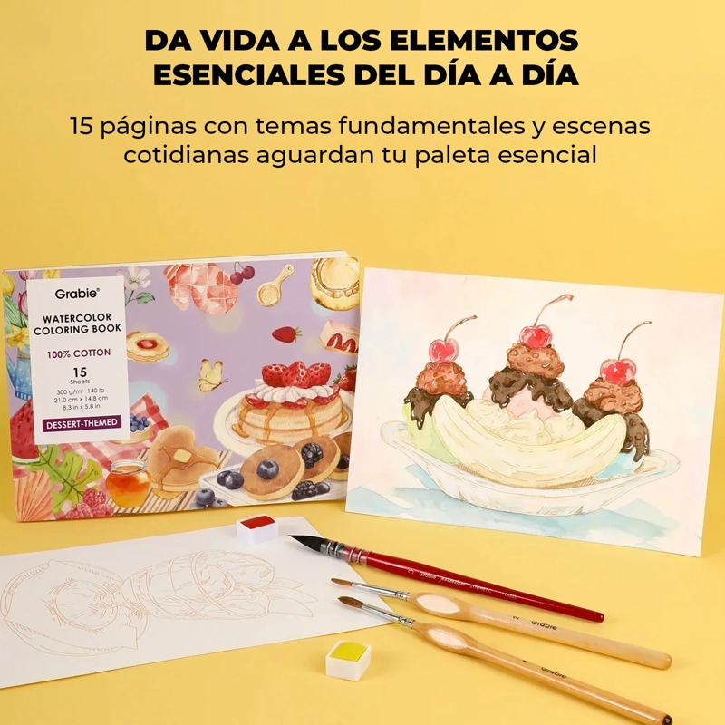 GRABIE CLUB BOX: KIT DE ACUARELA + LIBRO TEMATICA POSTRES - 5