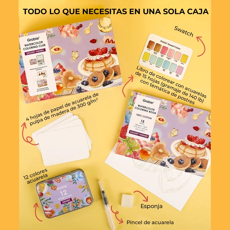 GRABIE CLUB BOX: KIT DE ACUARELA + LIBRO TEMATICA POSTRES - 8