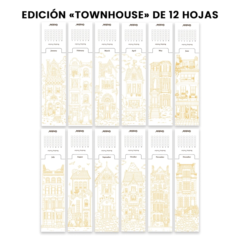 GRABIE 12 MARCAPAGINAS PARA COLOREAR CON ACUARELA TOWNHOUSE - 2