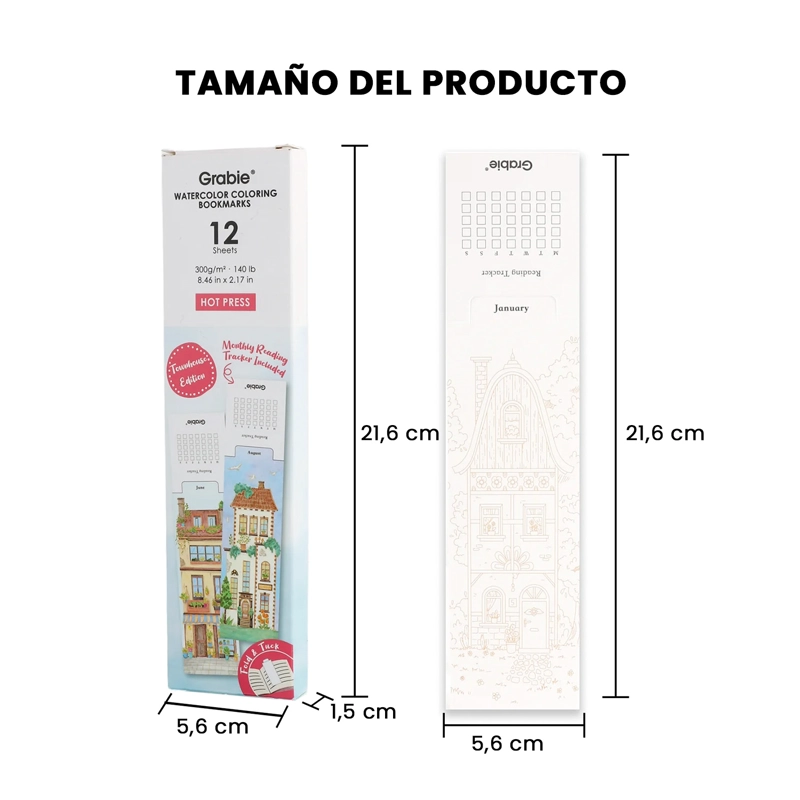 GRABIE 12 MARCAPAGINAS PARA COLOREAR CON ACUARELA TOWNHOUSE - 3