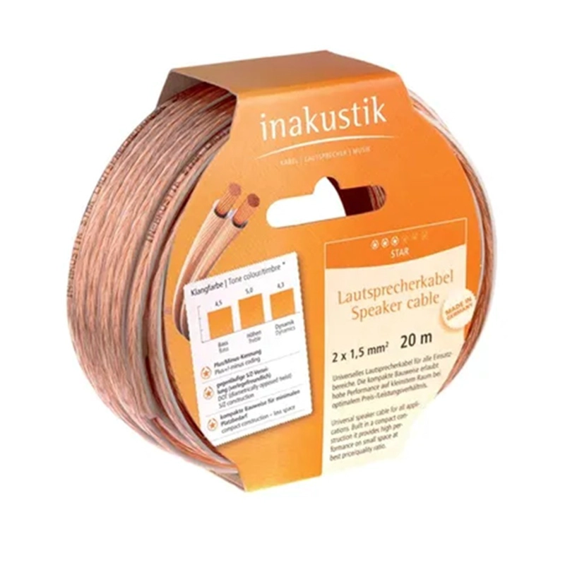 CABLE DE PARLANTE STAR 2X1,5 MM INAKUSTIK ROLLO 20 MT - 1