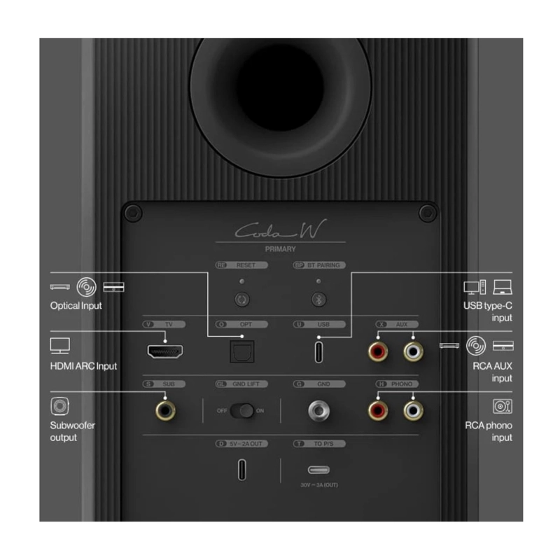 PAR DE PARLANTES BOOKSHELF ACTIVOS KEF CODA W - 7