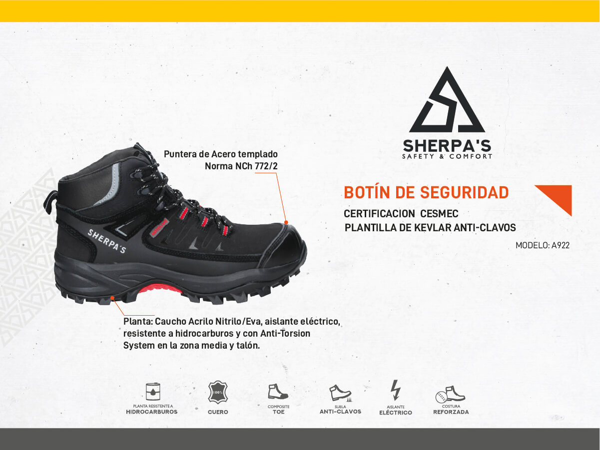 ZAPATO DE SEGURIDAD HOMBRE SHERPA'S - A922 - 4