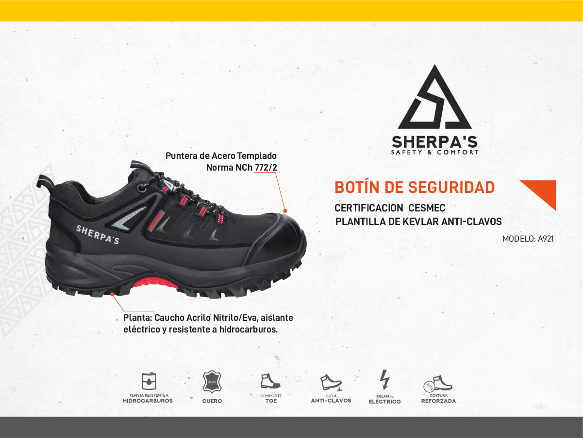 ZAPATO DE SEGURIDAD HOMBRE SHERPA'S - A921 - 6