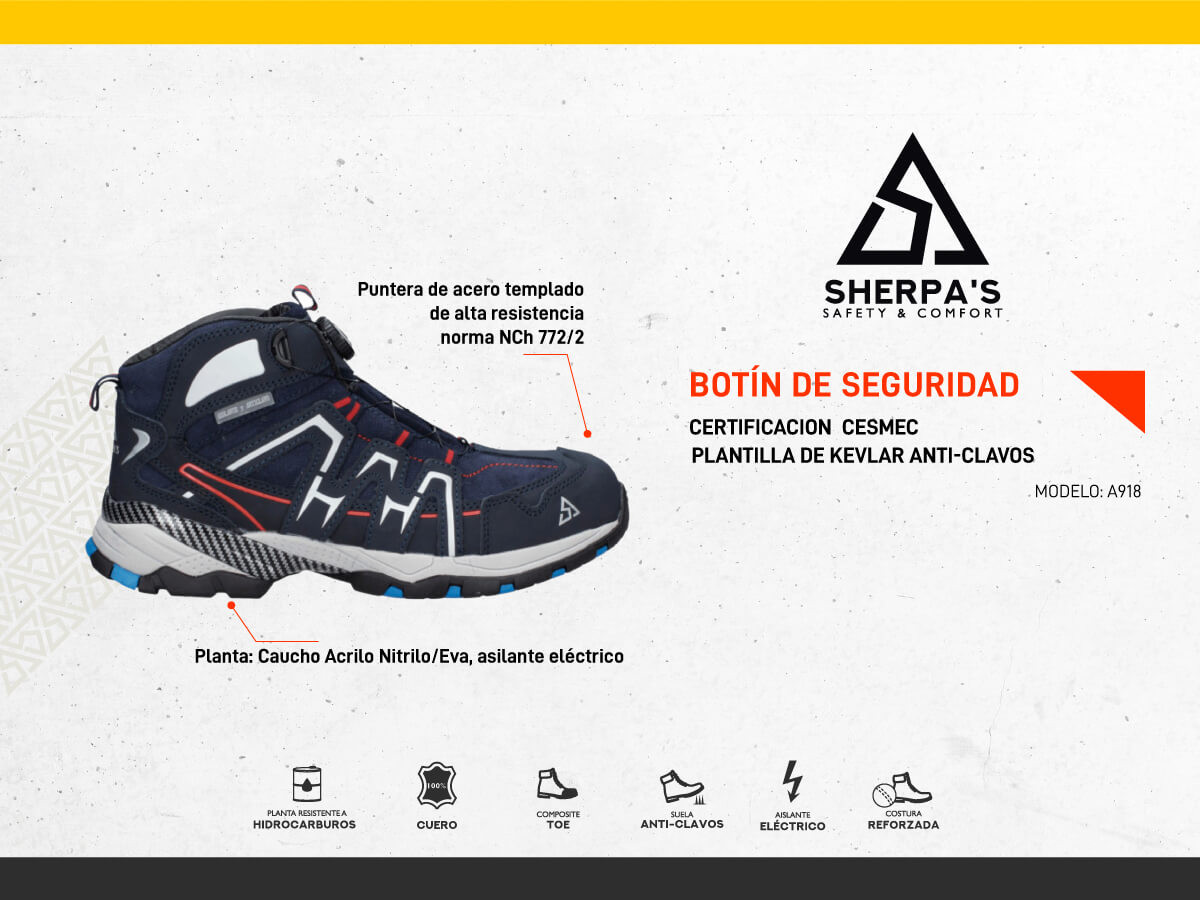 ZAPATO DE SEGURIDAD HOMBRE SHERPA'S - A918 - 4