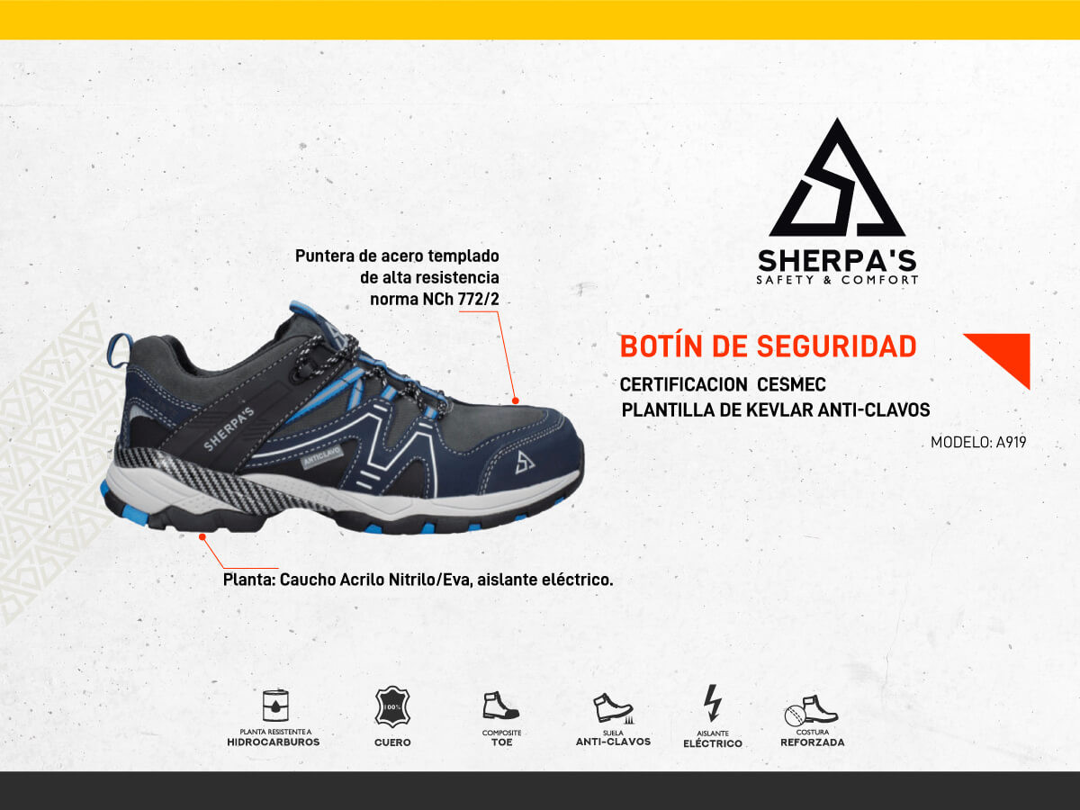ZAPATO DE SEGURIDAD HOMBRE SHERPA'S - A919 - 6