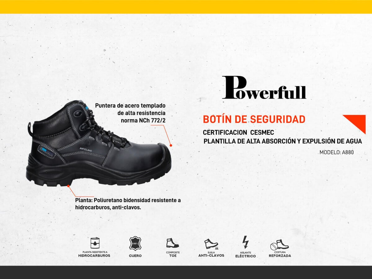 ZAPATO DE SEGURIDAD HOMBRE POWERFULL - A880 - 5