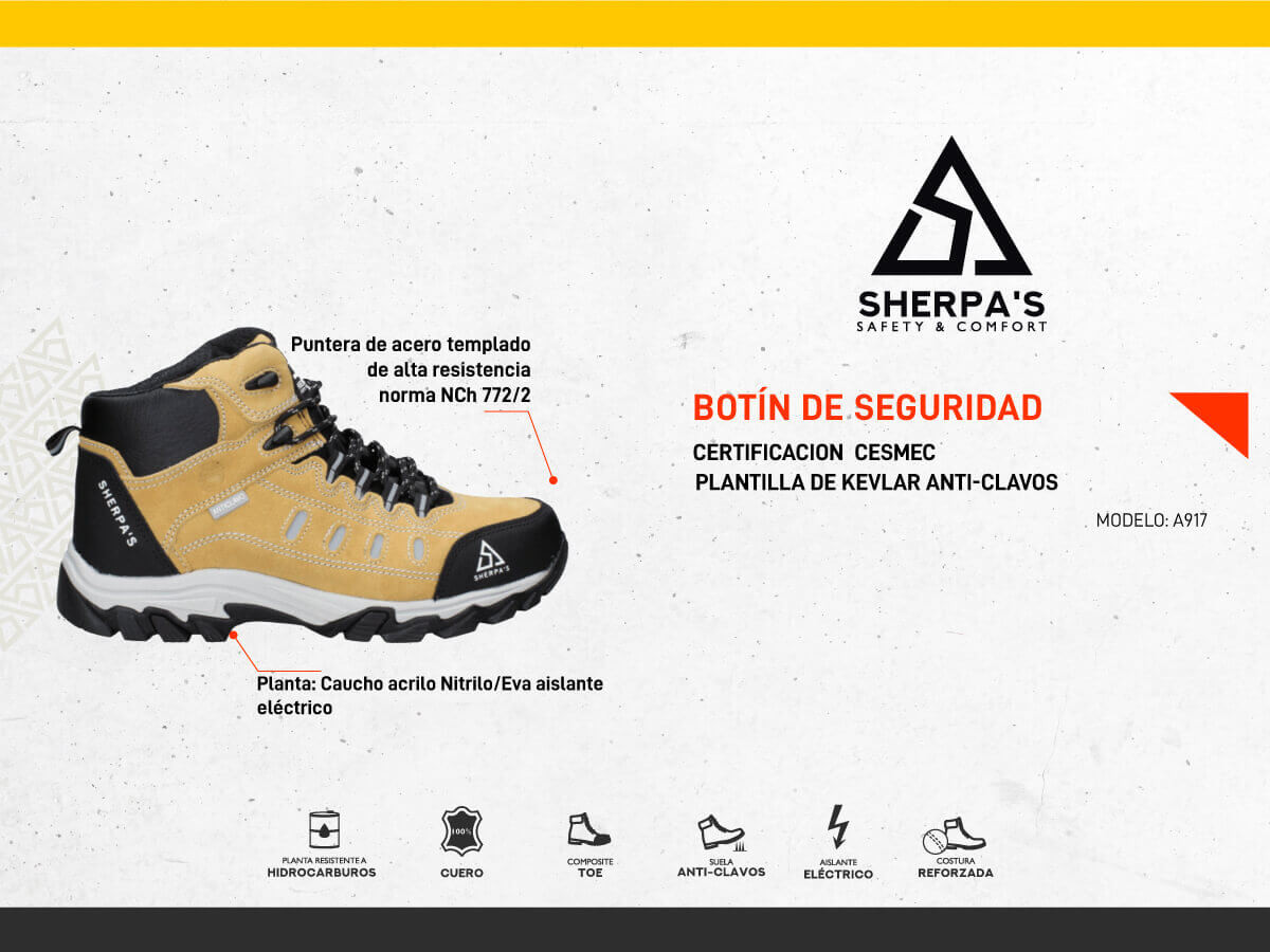 ZAPATO DE SEGURIDAD HOMBRE SHERPA'S - A917 - 4