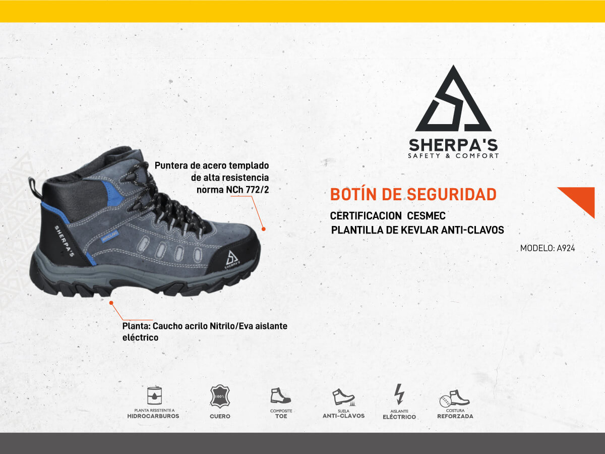 ZAPATO DE SEGURIDAD HOMBRE SHERPA'S - A924 - 4